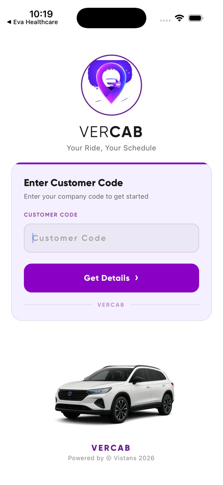 VerCab app screen