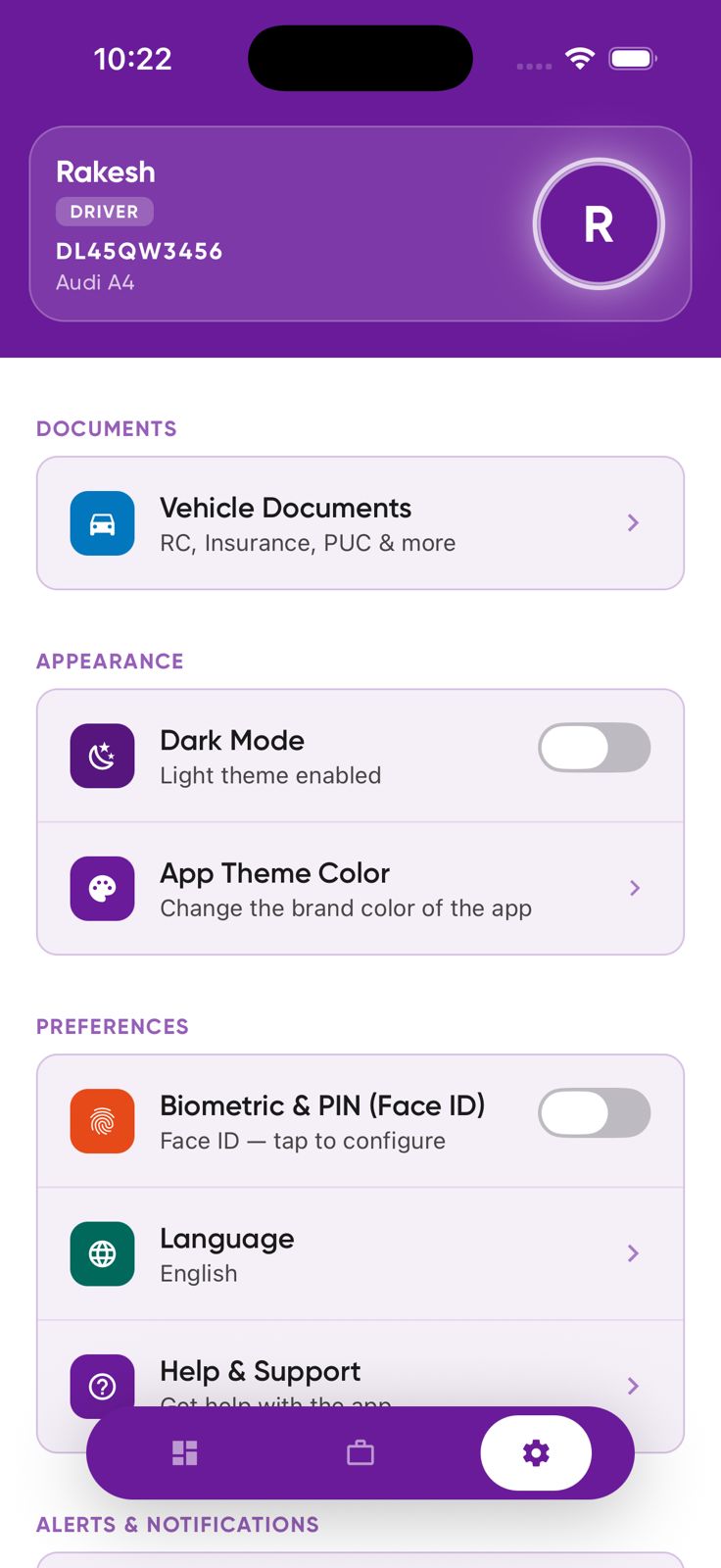 VerCab app screen