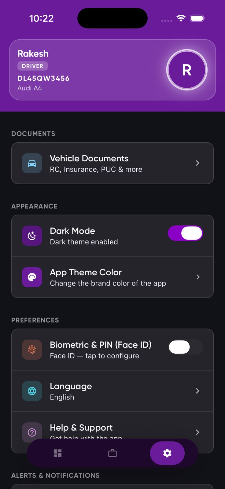 VerCab app screen