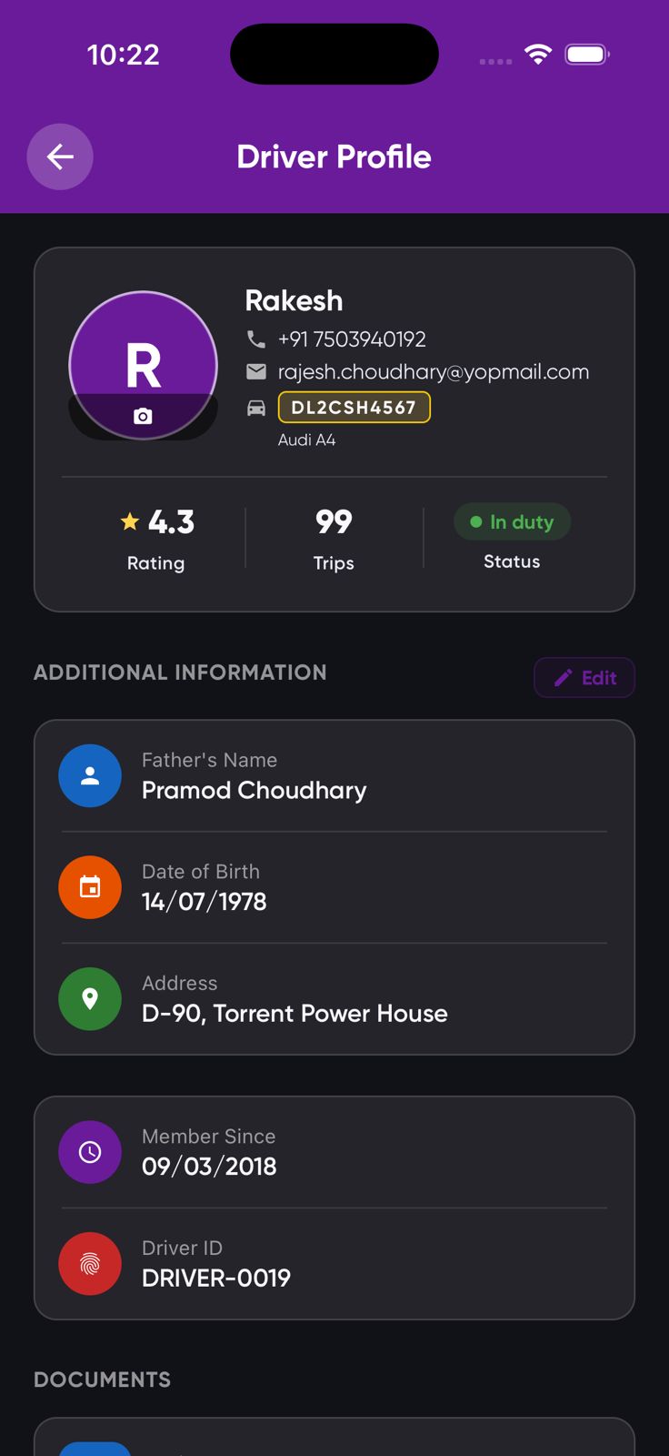 VerCab app screen